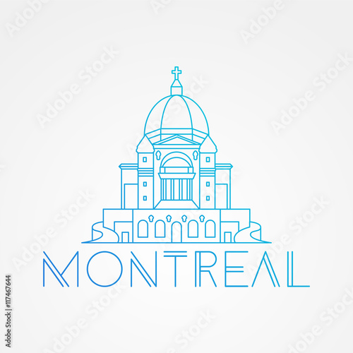 Saint Joseph Oratory in Montreal Canada. Modern linear icon. One line concept.