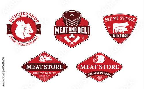 Buchery and meat products logo and design elements