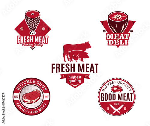 Buchery and meat products logo and design elements