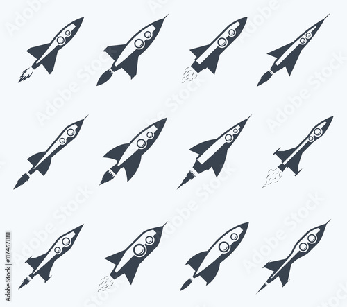 Set of vector rocket icons