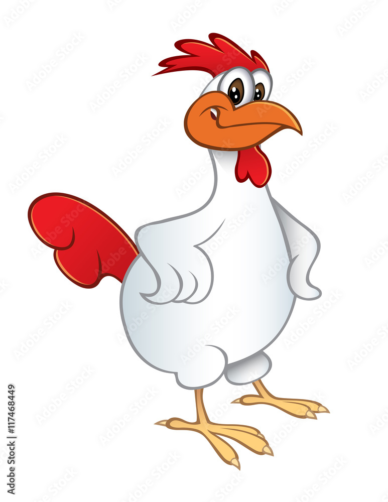 cartoon vector illustration of a chicken smiling