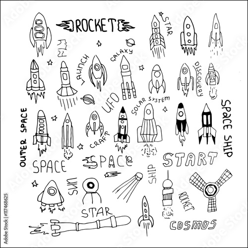 rocket set hand drawn