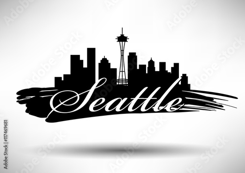 Vector Seattle Skyline Design