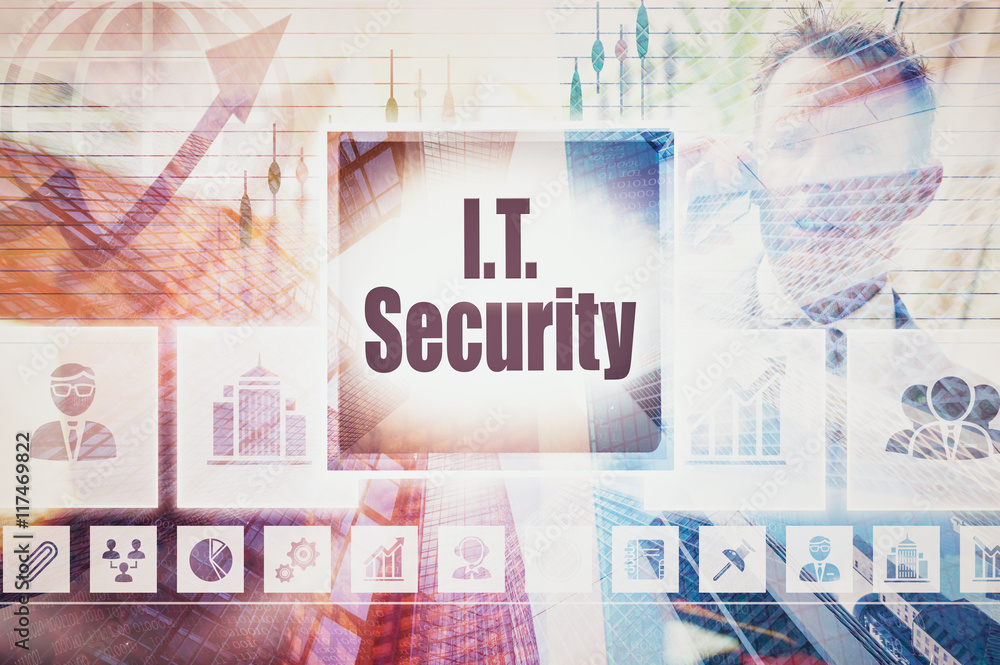 Business IT Security collage concept Business IT Security collage concept