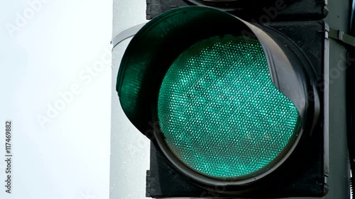 Close up view of green color on the traffic light