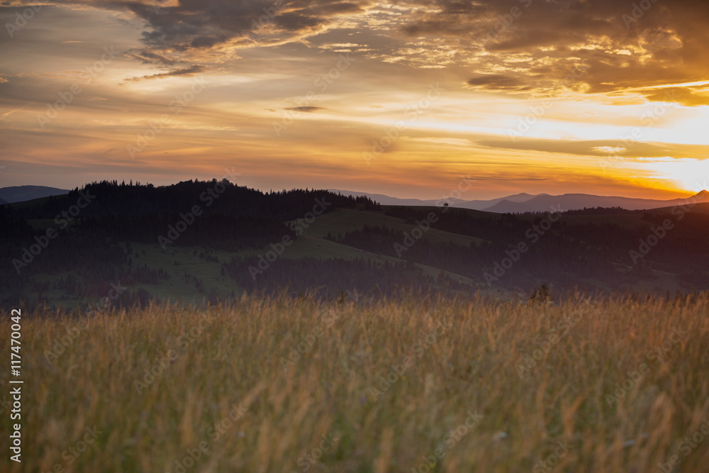 Mountain range on the background of the sunset Mountain range on the background of the sunset