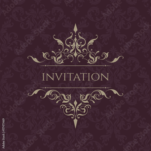 Wedding invitation. Classic border. Decorative frame.