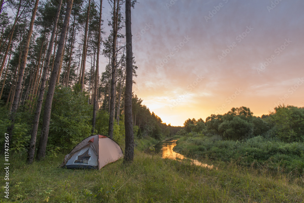 Camping, Russia, river, tent, nature