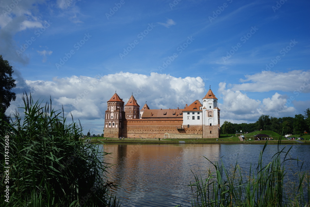 Naklejka premium Mir Castle Complex of XVI–XX centuries in a small town Mir