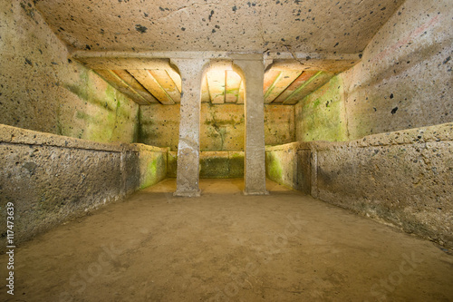 Interno di una tomba etrusca photo