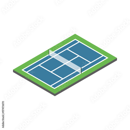 Tennis court icon in isometric 3d style isolated on white background