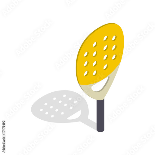 Paddle match racket in isometric 3d style isolated on white background