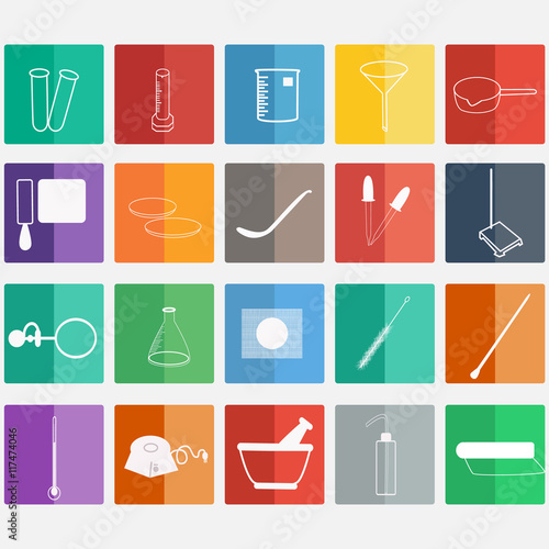 Science lab Vector Icon Set,Chemical Laboratory, chemical glassware.