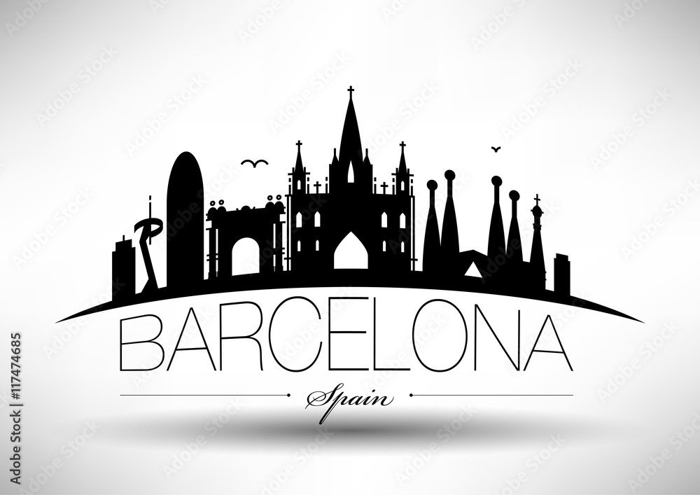 Fototapeta premium Vector Barcelona City Skyline Design
