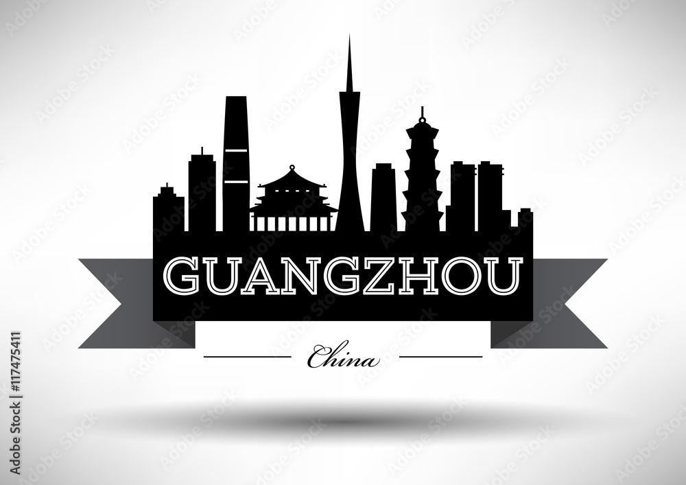 Vector Guangzhou City Skyline Design