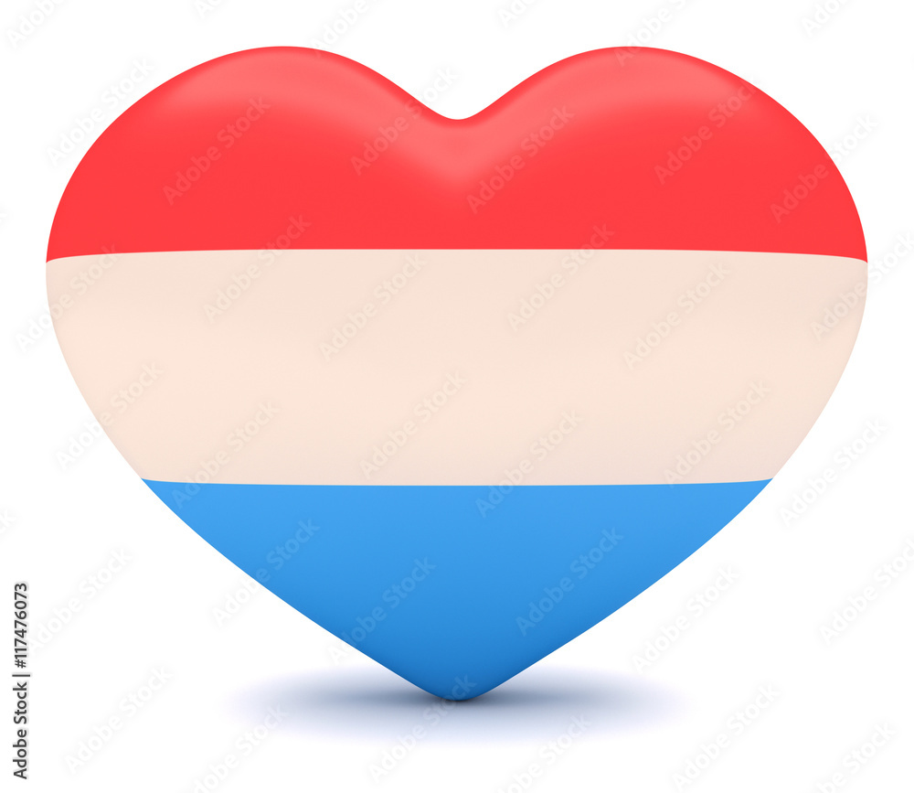 Love Luxembourg: Luxembourgian Flag Heart, 3d illustration Love Luxembourg: Luxembourgian Flag Heart, 3d illustration