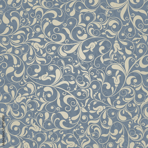 Seamless background of blue color in the style of baroque