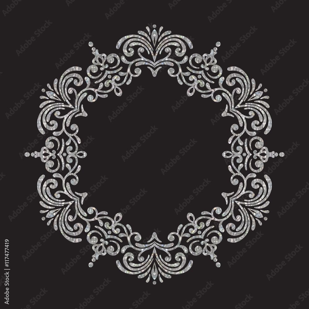 Elegant luxury vintage circle silver floral frame