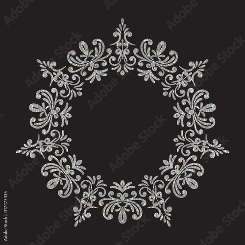 Elegant luxury vintage circle silver floral frame