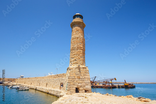 old port and Lighthouse in Rethymno, Crete, Greece