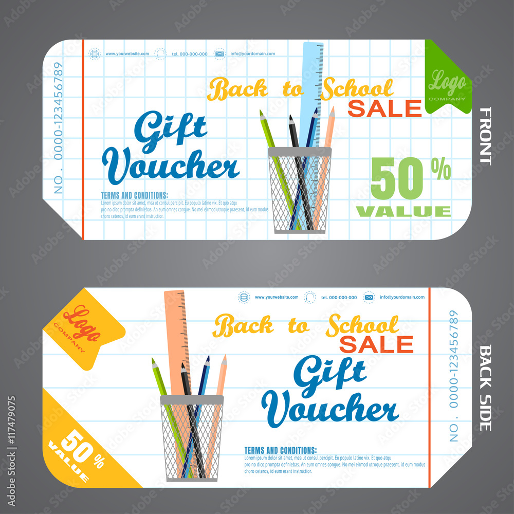 Blank of back to school gift voucher vector illustration to increase ...