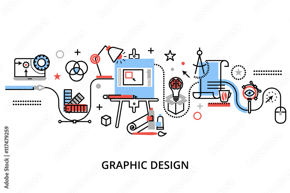 Modern flat thin line design vector illustration, infographic concept ...