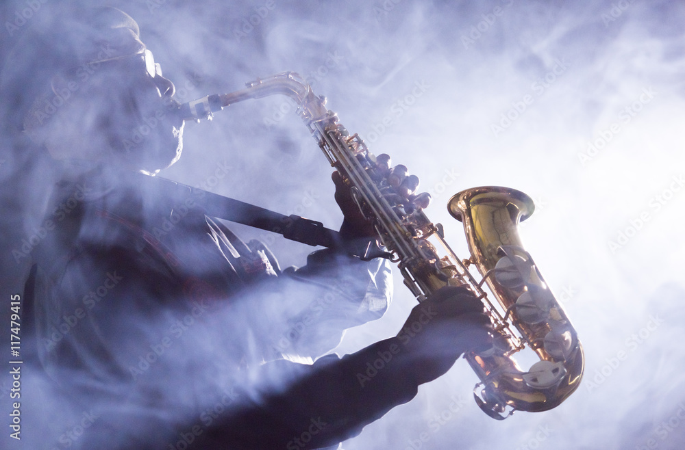 Fototapeta premium African American Jazz Musician Blues Club Preformer