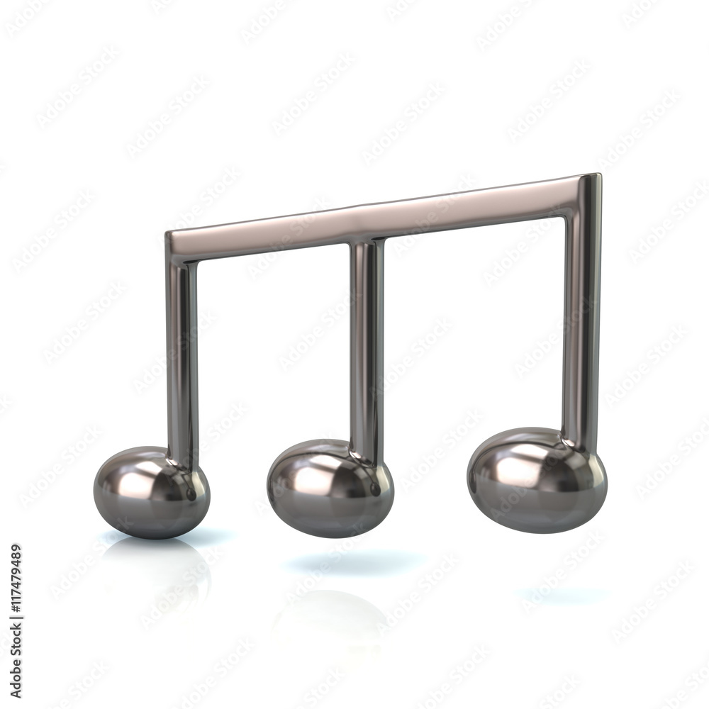 3d illustration of silver music note 3d illustration of silver music note