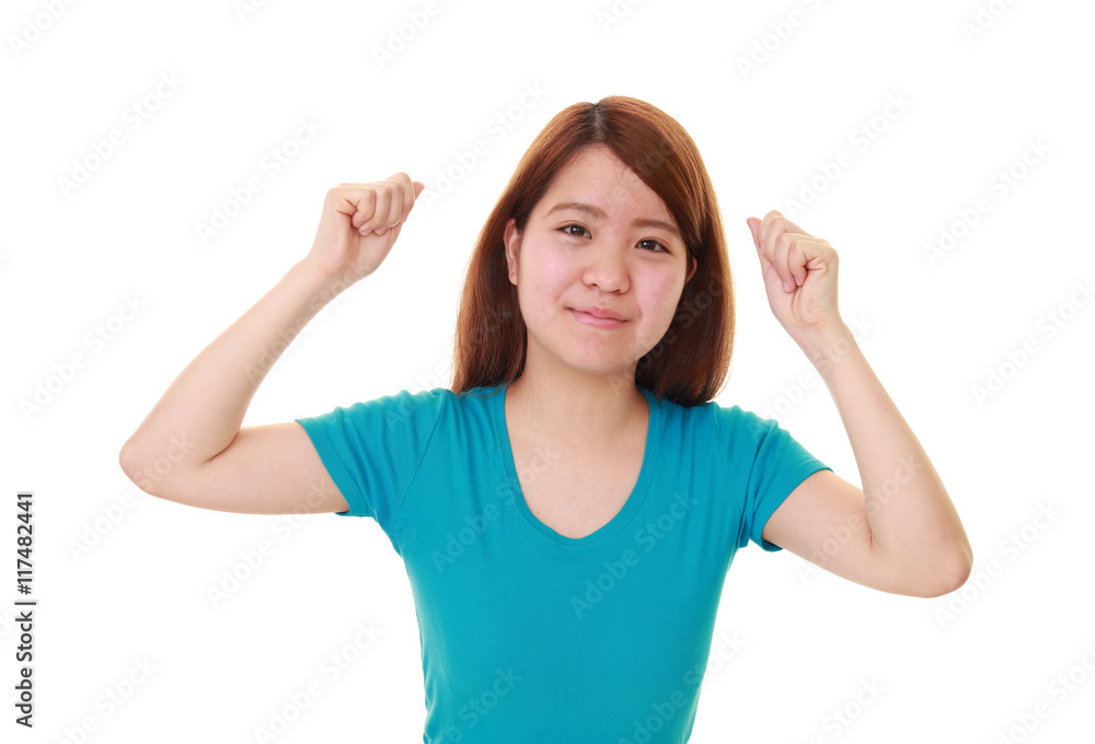 ガッツポーズの女性 ガッツポーズの女性