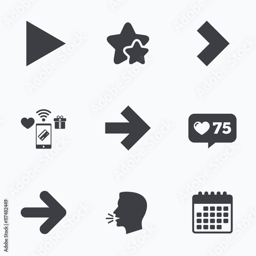 Arrow icons. Next navigation signs symbols.