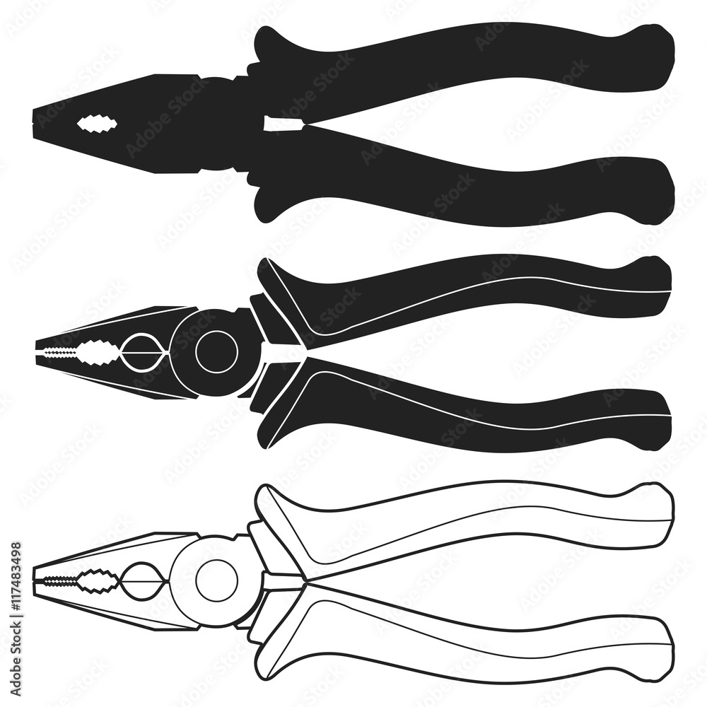 Pliers black and white icon Pliers black and white icon