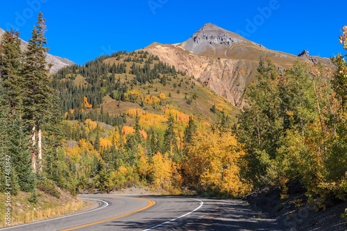 Highway in Colorado Mountains in Autumn