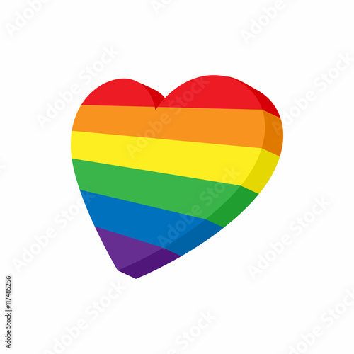 Free Download Heart in LGBT color icon in cartoon style isolated on white background. Tolerance symbol - GFXLoad