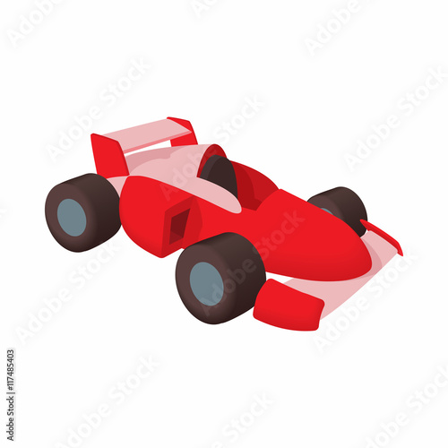 Race car icon in cartoon style isolated on white background. Machine symbol