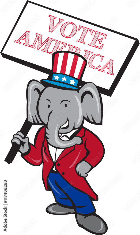 Republican Elephant Mascot Vote America Cartoon Republican Elephant Mascot Vote America Cartoon