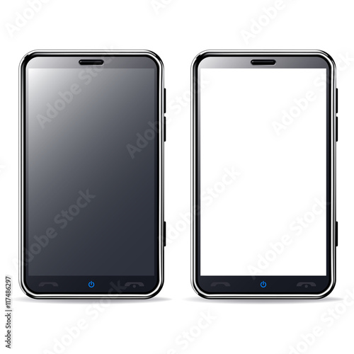 Obraz na płótnie Smart phone with black and blank screen isolated. w salonie