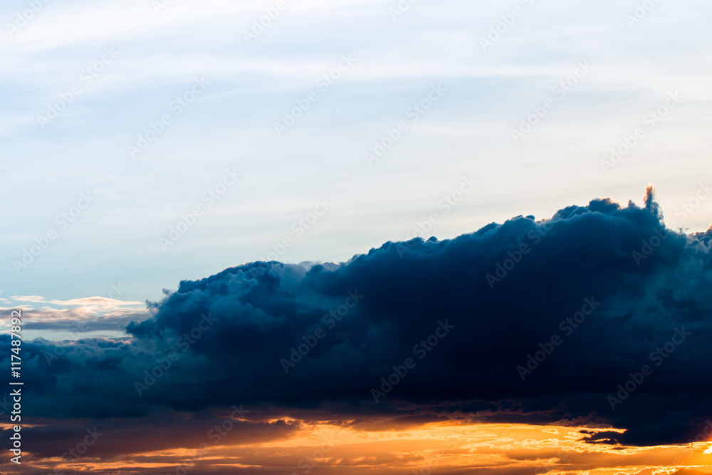 colorful dramatic sky with cloud at sunset
