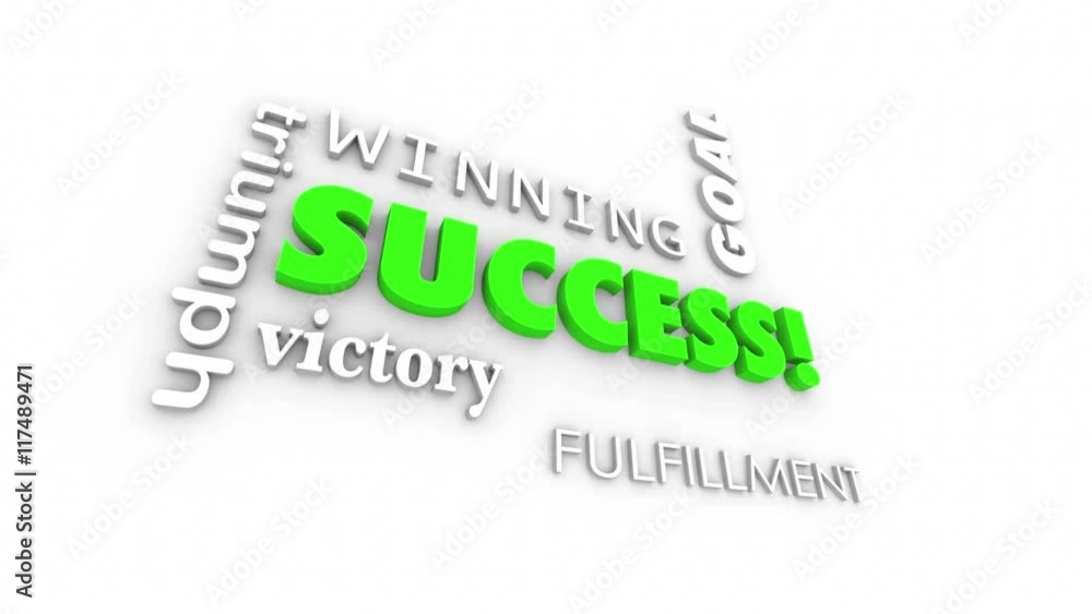 Success Goal Achieved Winner Words Collage 3d Animation Success Goal Achieved Winner Words Collage 3d Animation