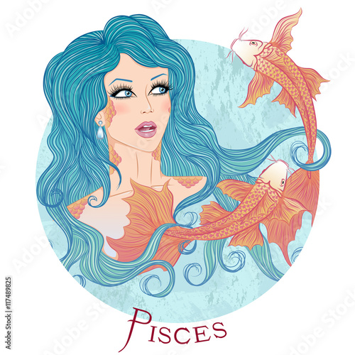 Astrological sign of Pisces as a beautiful girl