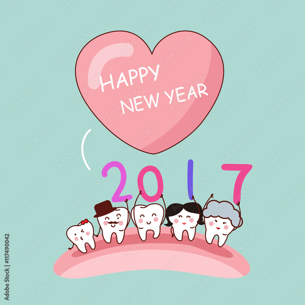 Happy new year with tooth Happy new year with tooth