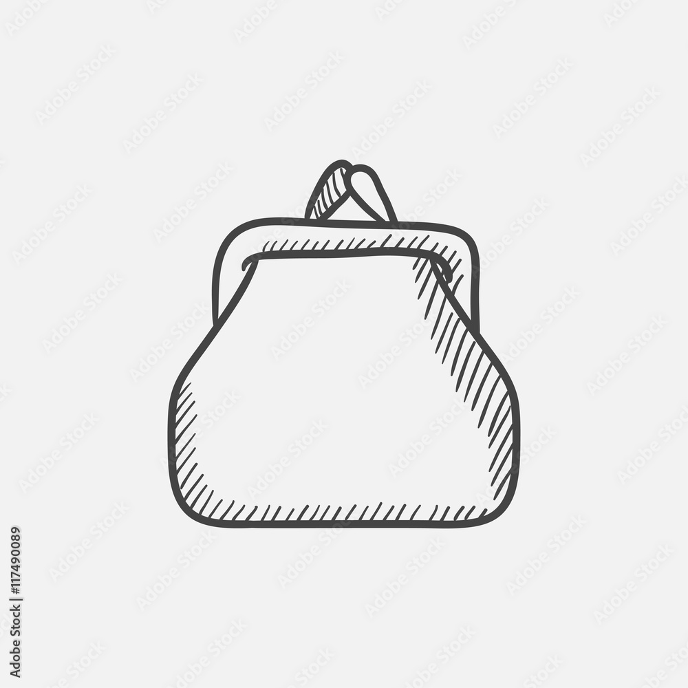 Purse sketch icon. Purse sketch icon.