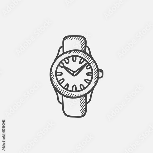 Wrist watch sketch icon.