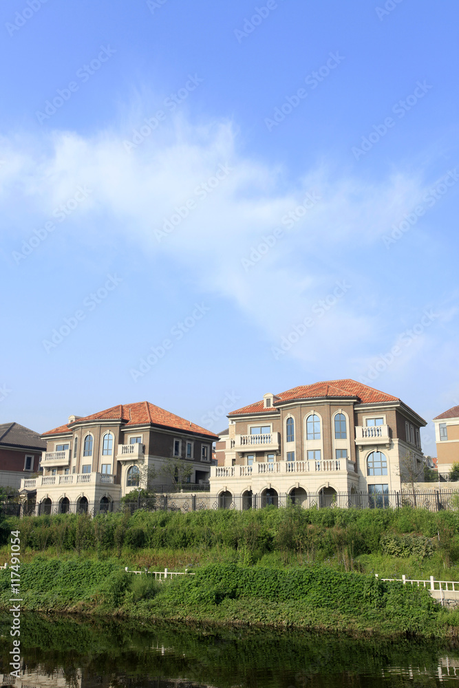The new villa, under the blue sky