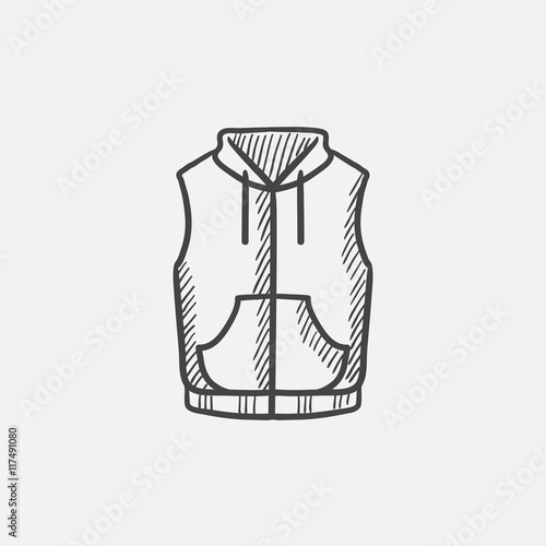 Vest down jacket sketch icon.
