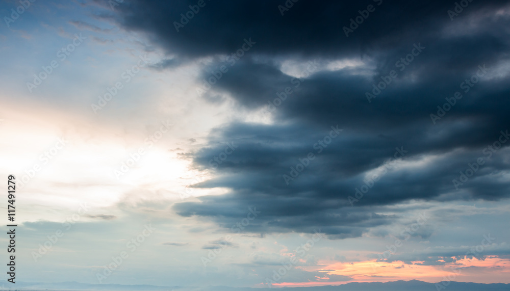 Fototapeta premium colorful dramatic sky with cloud at sunset