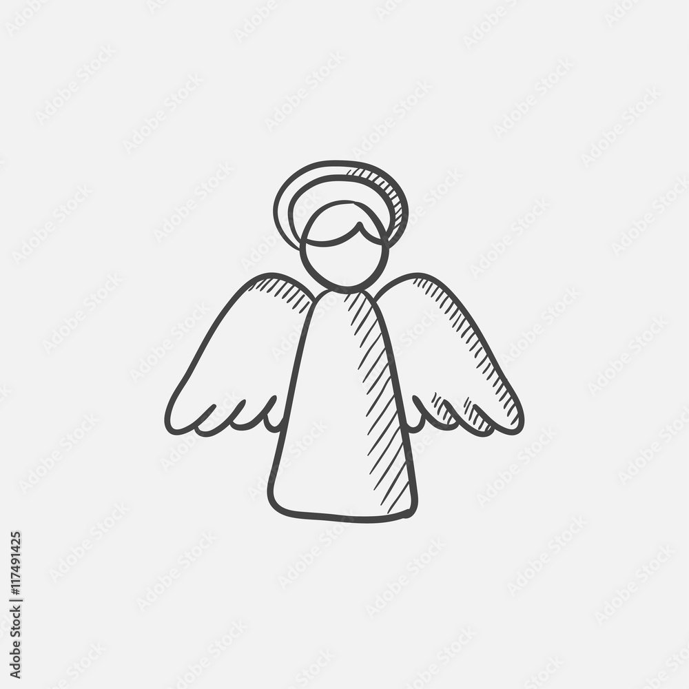 Fototapeta premium Easter angel sketch icon.