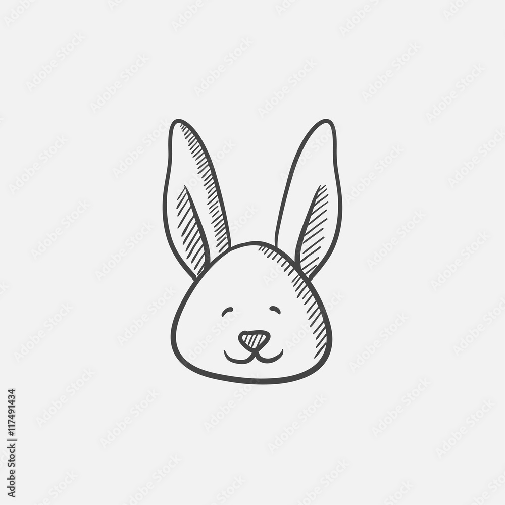 Easter bunny sketch icon.