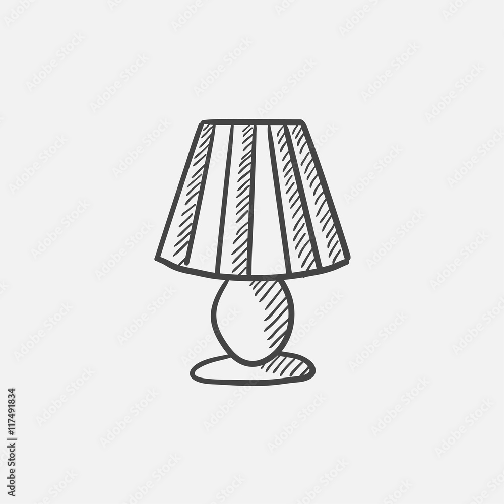 Table lamp sketch icon. Table lamp sketch icon.