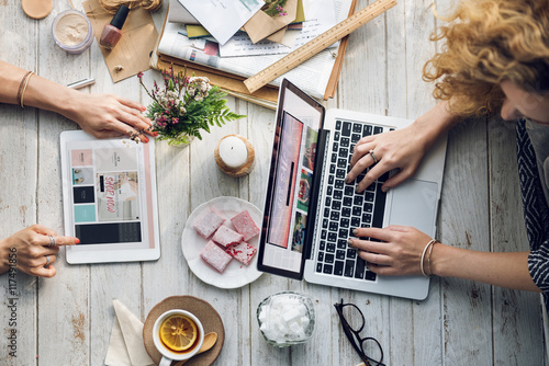 Women Shopping Online Using Devices Concept photo