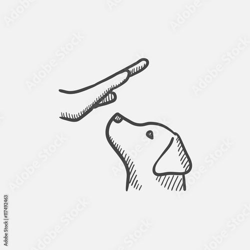 Dog training sketch icon.